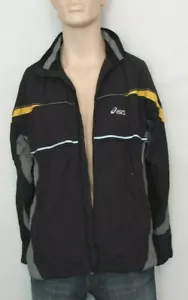 ASICS Running Jacket Size M Top Hood Windbreaker Transition Black/Grey - Picture 1 of 11