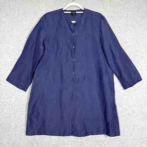 Eileen Fisher Top Womens Medium Linen Silk Tunic Button Front Shirt Lagenlook - Imagen 1 de 16