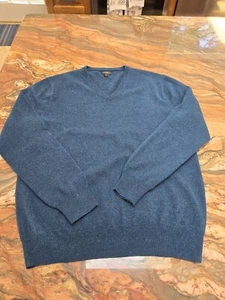 J Crew Lightweight Mens Italian Cashmere V Neck Sweater - Heather Blue - Large - Picture 1 of 9