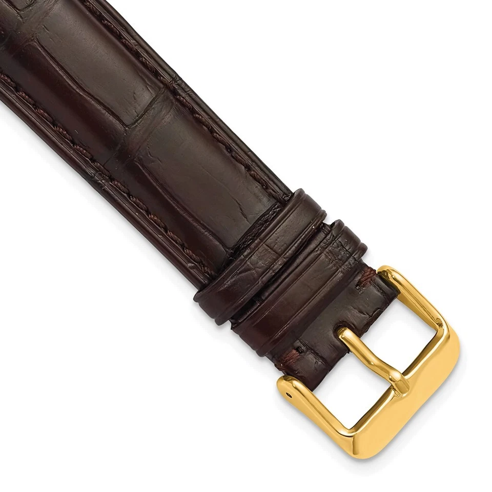 DeBeer 18mm Genuine Alligator Matte Brown Gold-tone Buckle Watch Band - Image 1 of 4