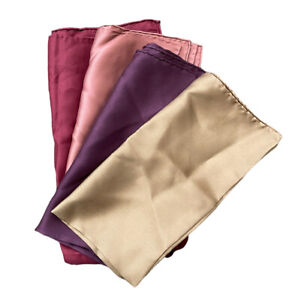Vintage 90s Silk Handkerchiefs Pocket Squares Basic Classic 4 Pc Lot