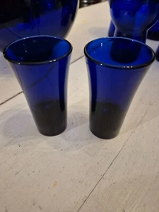 Vintage Cobalt Blue Tall Shot Glasses - Set of 2 - Picture 1 of 3