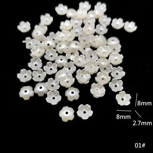 100pcs Pearl White Charm Beads Needlework Caps Findings Jewelry Making Accessori
