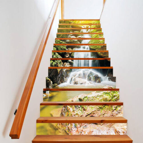  13 Pcs 3D Landscape Stair Stickers Waterproof Wallpaper Photo Decorate