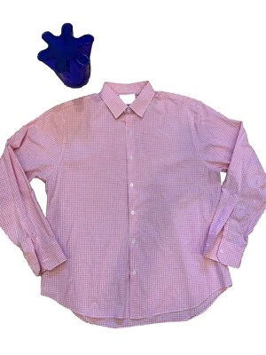 Bonobos Mens Dress Shirt Sz L Pink Checked Cotton Button Down Standard NICE! - Image 1 of 4