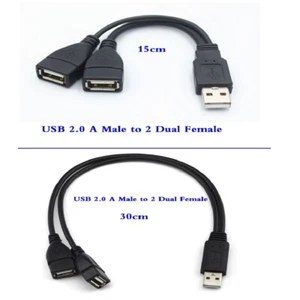 Cavo Adattatore USB 2.0 A Maschio a 2 Doppio USB Femmina Jack Y Sdoppiatore Hub - Foto 1 di 10