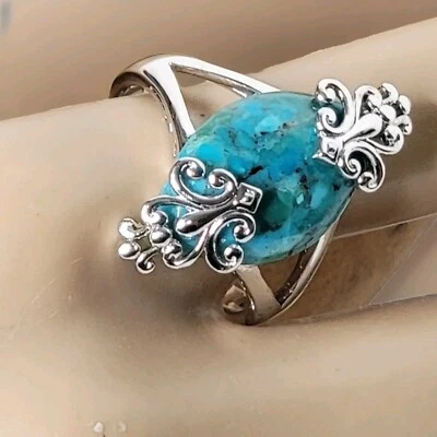 Anillo Turquesa Plata Suroeste Talla 10 Cóctel Bohemio Cóctel Occidental  Foto 1 de 4