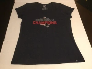 47 Brand NFL Womens SUPER BOWL LI PATRIOTS Champions Graphic T-Shirt Sz L Gray - Picture 1 of 3