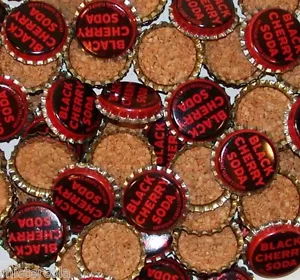Soda pop bottle caps Lot of 25 BLACK CHERRY SODA cork lined unused new old stock - Picture 1 of 2