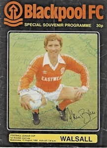 COPA DE LA LIGA BLACKPOOL V WALSALL 1980 ~ FIRMADA POR 13 BLACKPOOL INCLUYENDO ALAN BALL - Imagen 1 de 6