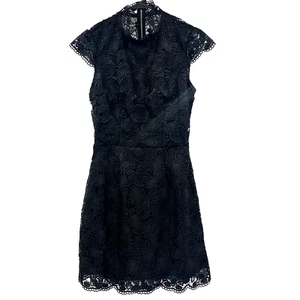 Asilio Dark Muse Black Lace Cut Out Back Mini Dress Womens Size 6 - Picture 1 of 7