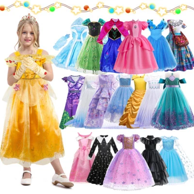 Kids Girls Princess Costume Fairytale Fancy Dress up Frozen Elsa Anna Rapunzel - Image 1 of 4