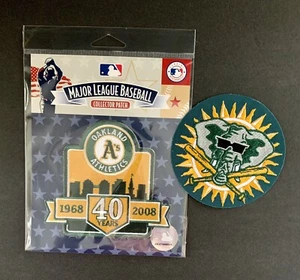 2008 Oakland Athletics 40 Years Patch + A’s 2000 Sunburst MLB Sleeve Patch - Bild 1 von 1