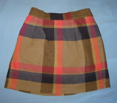 Falda corta Lands' End para niños mezcla de lana a cuadros mezcla de lana tostada niñas pequeña 7-8 usada en excelente estado Foto 1 de 4