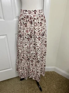 Women’s LOFT Lined Floral Silver Flecked Tiered Maxi Skirt •Size s *NWT - Picture 1 of 8