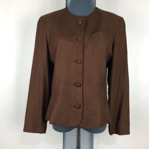Susan Bristol Jacket Women 6 Brown Blazer Lined Rayon Button Vintage - Picture 1 of 13