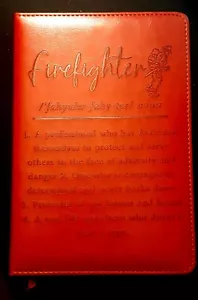 Brand New!! "Firefighter" Personal Leather-Bound Journal! Great Gift!! 195 Pages - Picture 1 of 13
