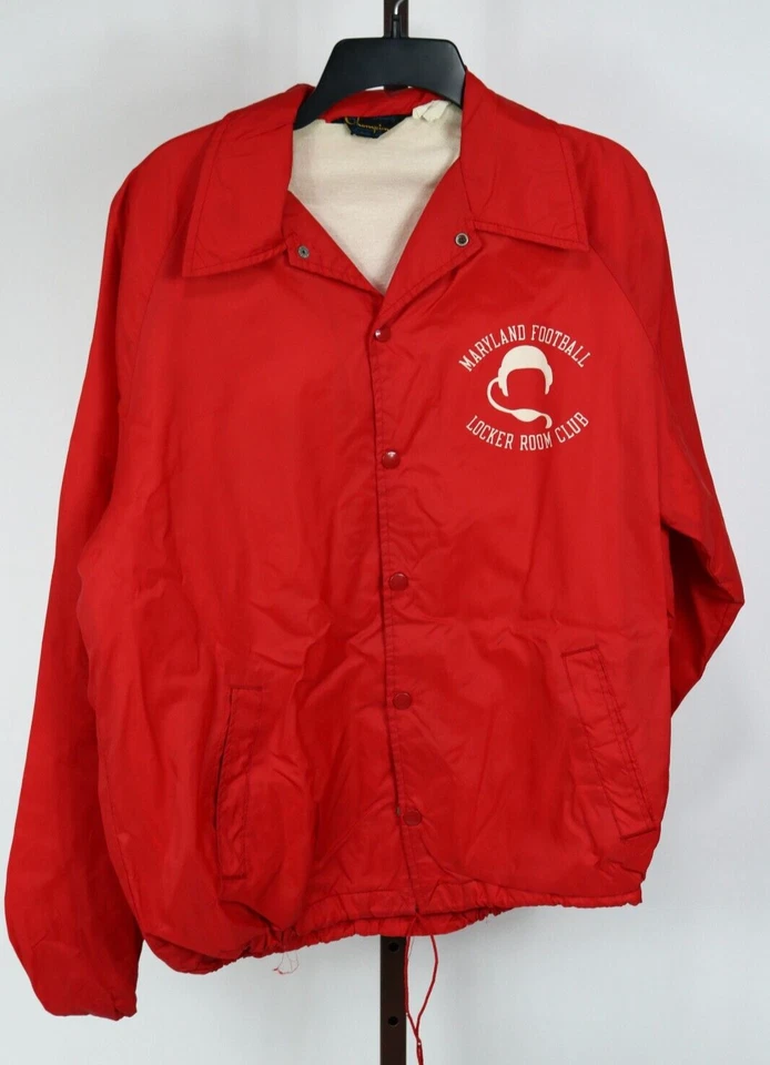 Chaqueta cortavientos para hombre Champion roja de fútbol americano Maryland frontal a presión talla grande Foto 1 de 3