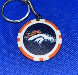 Denver Broncos Poker Chip Keychain Logo Key Chain Ring NFL Multicolor - Picture 1 of 5