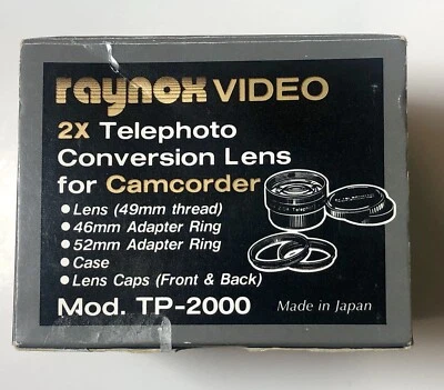RAYNOX Camcorder Telephoto Lens Model TP-2000 49mm for Camcorder New In Box - Image 1 of 2