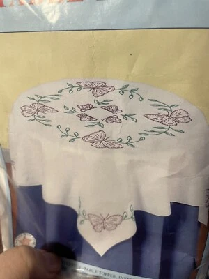 Butterflies Jack Dempsey Needle Art #307 Table Topper 35” Sq  No Floss - Image 1 of 3