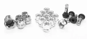 8 LUG INSTALL KIT 14x2 ACORN OPEN END NUTS WHEEL LOCKS VALVE STEMS FORD LINCOLN - Picture 1 of 3