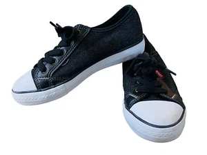 Levi's Boys Comfort Lace up Sneaker Shoes SZ 2 Black White - Picture 1 of 7