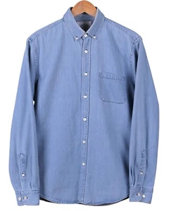Portuguese Flannel MASTER CRafsmen Soft Denim Cotton Button Down Casual Shirt L - Picture 1 of 8