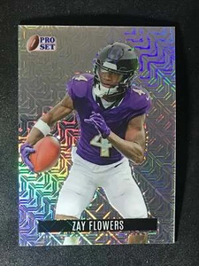 2023 Pro Set Metal Football Retro Silver Mojo #101 Zay Flowers 6/9 - Picture 1 of 2