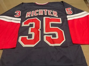 Camiseta cosida Mike Richter #35 Custom Home AZUL MARINO para hombre XLG - Imagen 1 de 2