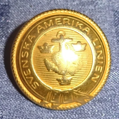 Vintage☆SVENSKA  AMERIKA  LINIEN☆7 Metallknöpfe☆messingfarben☆ - Bild 1 von 2