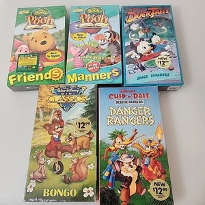 Lot 5 VHS The Book of Pooh  Fun With Manners  Friends Chip N Dale Disney New - Picture 1 of 8