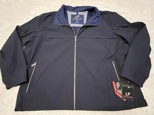 NWT London Fog Mens 4XL Windbreaker Jacket Water Resistant Full Zip Navy Stretch - Picture 1 of 12