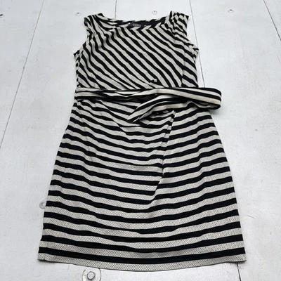 Vestido Guess Mujer 8 Negro Blanco Rayas Sin Mangas Cinturón Funda Forrada Tejido Foto 1 de 4