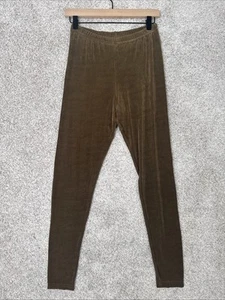 Flachs Vintage Acetat Hose Damen Small Braun/Gold Pull On Slinky Leggings - Bild 1 von 8