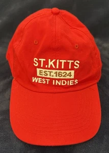 Mütze Kappe St. Kitts Westindien 1624 Riemen hinten rot Baumwolle verstellbar Souvenir - Bild 1 von 5
