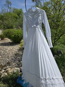 Abito da sposa boho plissettato vintage anni 70 operaio Unionmade taglia S - Foto 1 di 24