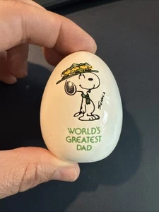 Vtg Rare Snoopy Ceramic Egg World's Greatest Dad 1958 Peanuts United Feature USA - Picture 1 of 6