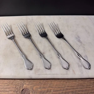 Oneida MORNING BLOSSOM Burnished Stainless Flatware Dinner Forks 7-1/4in - (4) - Picture 1 of 6