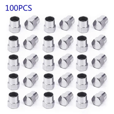 100 Pcs Brass Copper Chrome Plated Hex Car Tire Valve Stem Cover Air Dust Cap - Image 1 of 4