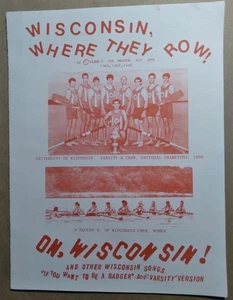 1990 Wisconsin, Where They Row! UW-Madison Varsity Crew Songs Sheet Music EF Cox - Picture 1 of 7
