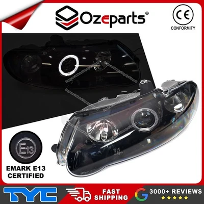 Pair LH+RH Headlights Black HALO ANGEL EYE For Holden Commodore VX VU Altezza - Image 1 of 4