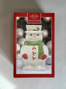 LENOX 7" HOLIDAY SNOWMAN COOKIE TREAT JAR NEW IN BOX - Picture 1 of 9