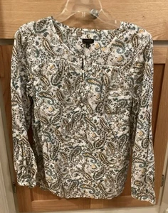 Blusa Pullover Top Talbots Multicolor Paisley Manga Larga Grande - Imagen 1 de 4