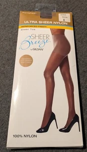Gildan Sheer Breeze Nylon Pantyhose Mocha Size B Reinforced Panty Sheer Toe Nice - Picture 1 of 2