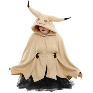 Women's Mimikyu Cloak Dress Cosplay Costume Hooded Cape with Gloves and Belt - Picture 1 of 11