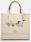 Nwt Coach X Peanuts Dempsey Tote 22 Snoopy & Friends Motif Leather Bag Ce850