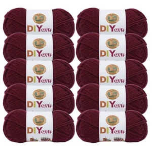 (10 Pack) Lion Brand Yarn 205-142C DIYarn Yarn, Burgundy - Picture 1 of 6