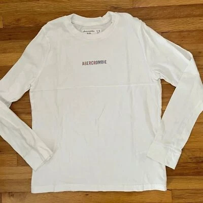 Abercrombie Niños Niños Blanco Manga Larga Camiseta con Logo Holográfico Talla 9/10 Foto 1 de 4