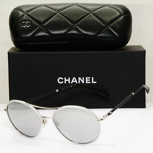 Chanel 2018 Sunglasses Silver Mirror Black Pilot 4228-Q c.124/Z6 280323 - Picture 1 of 12